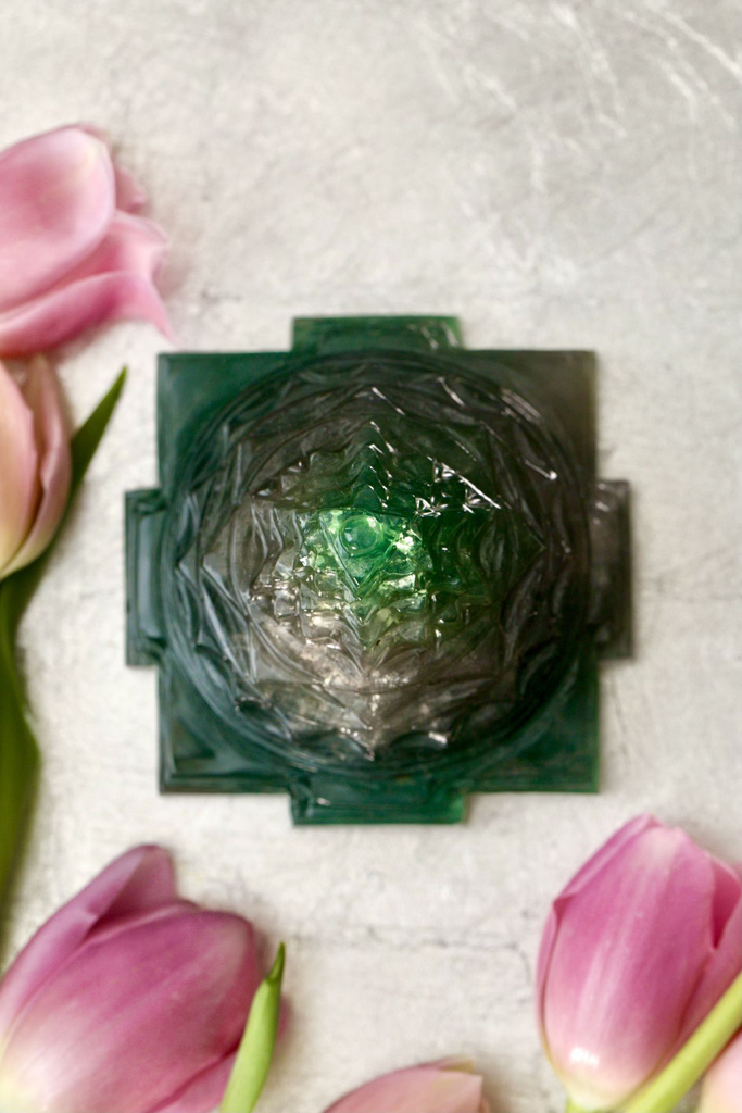 Green Fluorite Sri Meru Yantra